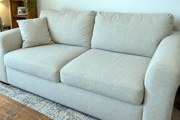 The same fabric sofa after professional upholstery cleaning