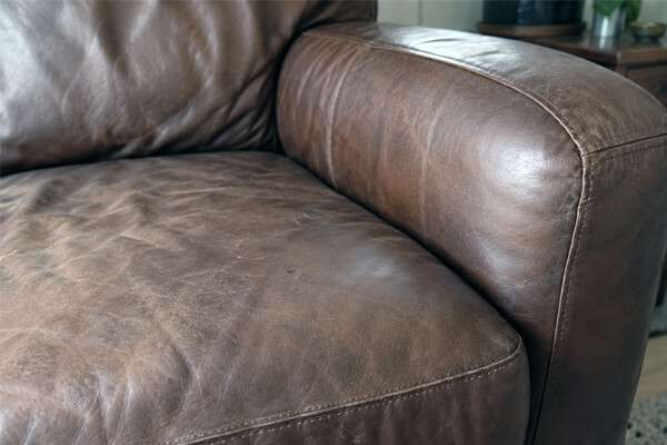 Leather upholstery before professional cleaning